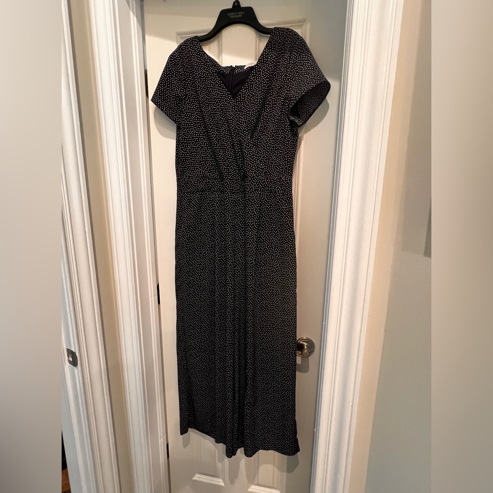 LOFT Dark Navy Polka Dot Jumpsuit - size 10
